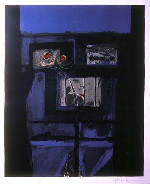 Roger Descombes,  Sérigraphie  «Abstrait Oiseau de feu», 1973 - Sérigraphie tirée à la main daprés une huile par l'artiste.